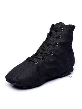 MSMAX Womens Jazz Dance Boots Lace Up High Top Split Sole Ankle Boots